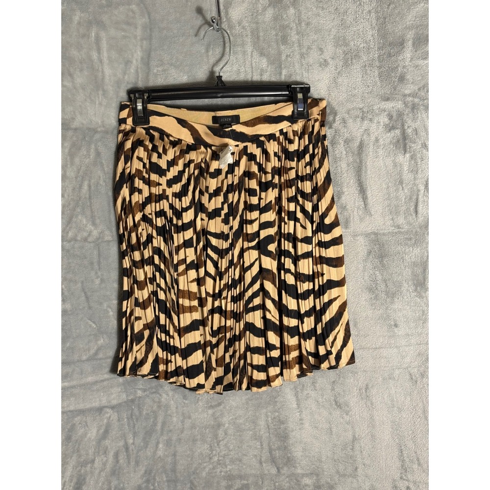 J.Crew Re-Imagined Tiger Print Pleated Mini Skirt Tan Black BK715 Size 2 nwt New